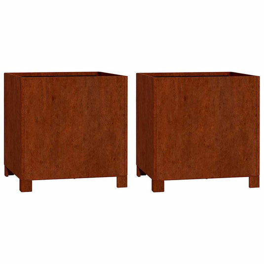 Vidaxl plantenbakken met poten 2 st roestig 42x40x43 cm cortenstaal