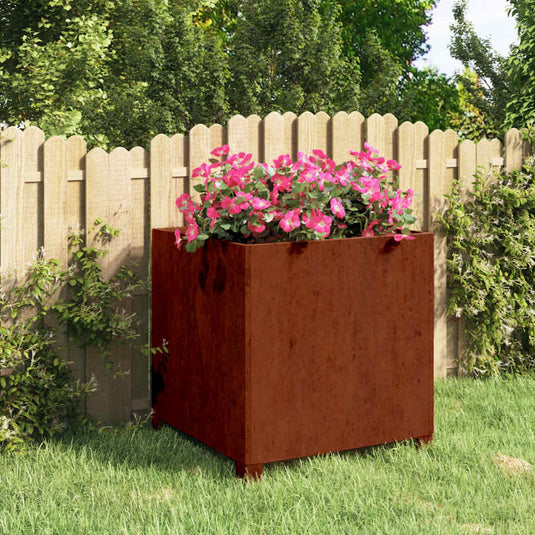 Vidaxl plantenbak met poten roestig 50x50x50 cm cortenstaal