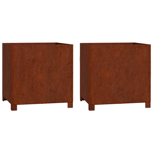 Vidaxl plantenbakken met poten 2 st roestig 50x50x50 cm cortenstaal
