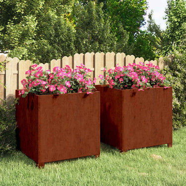 Vidaxl plantenbakken met poten 2 st roestig 50x50x50 cm cortenstaal
