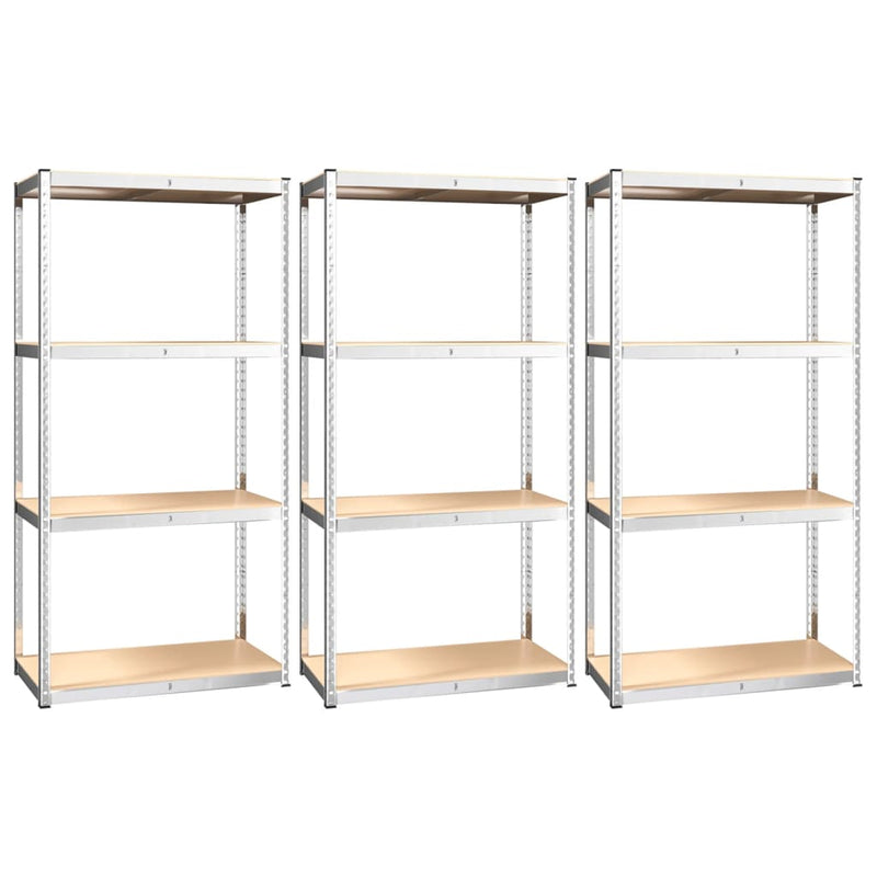 Load image into Gallery viewer, VidaXL Opbergrek 4 Laags 3 st staal bewerkt hout zilverkleurig
