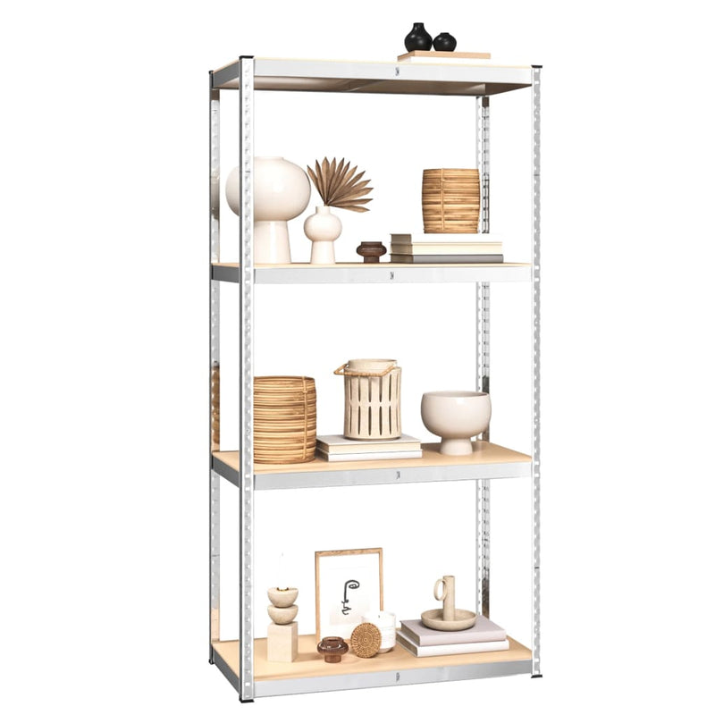 Load image into Gallery viewer, VidaXL Opbergrek 4 Laags 3 st staal bewerkt hout zilverkleurig
