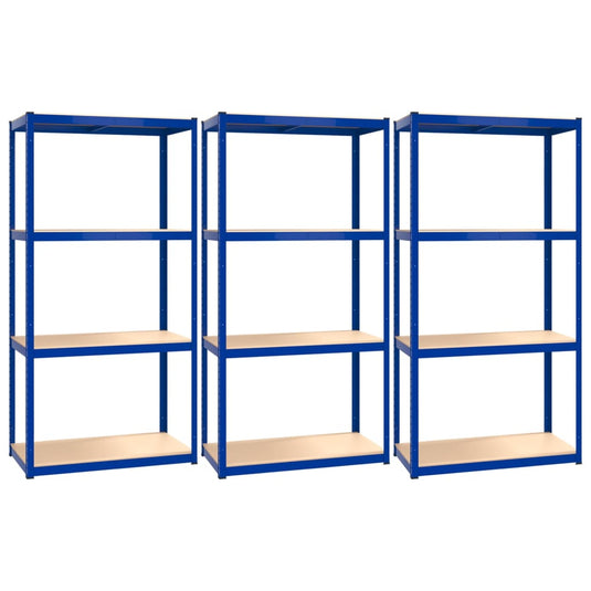 VidaXL Opbergrek 4-laags 3 st staal bewerkt hout blauw