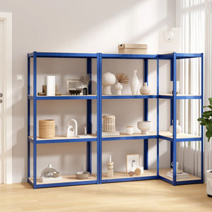 VidaXL Opbergrek 4-laags 3 st staal bewerkt hout blauw