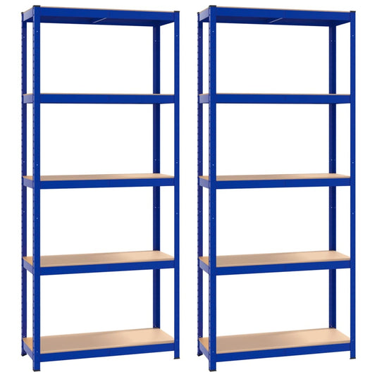 VidaXL Opbergrek 5-laags 2 st staal bewerkt hout blauw