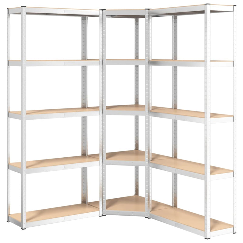 Load image into Gallery viewer, VidaXL Opbergrek 5-laags 3 st staal en bewerkt hout zilverkleurig
