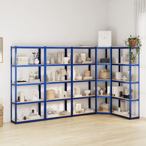 VidaXL Opbergrek 5-laags 5 st staal bewerkt hout blauw