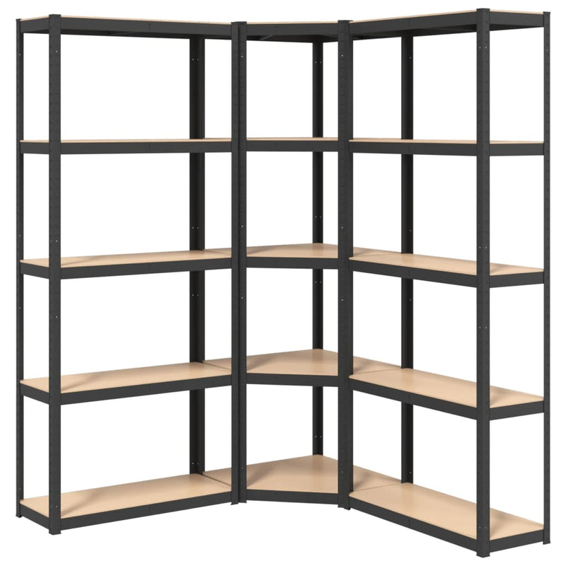 Load image into Gallery viewer, VidaXL Opbergrek 5-laags 3 st staal bewerkt hout antracietkleurig
