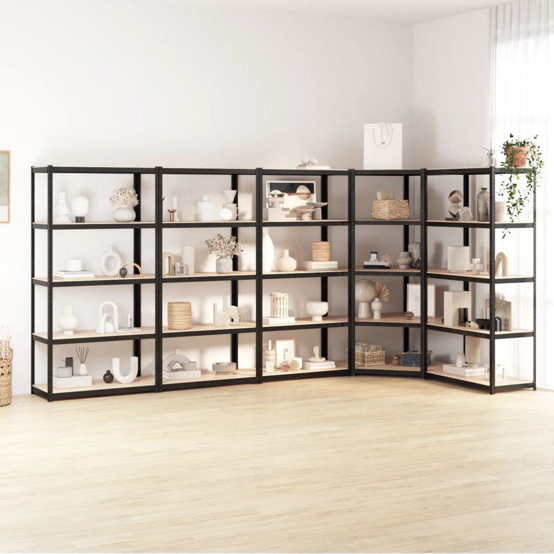 Load image into Gallery viewer, VidaXL Opbergrekken 5-laags 5 st staal bewerkt hout antracietkleurig

