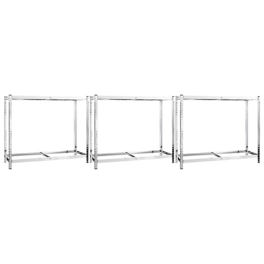 VidaXL Bandenrekken 2-laags 3 st 110x40x110 cm staal zilverkleurig