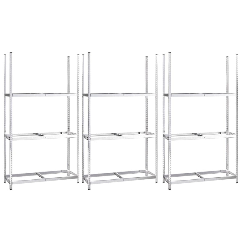 Load image into Gallery viewer, VidaXL Bandenrekken 3-laags 3 st 110x40x200 cm staal zilverkleurig
