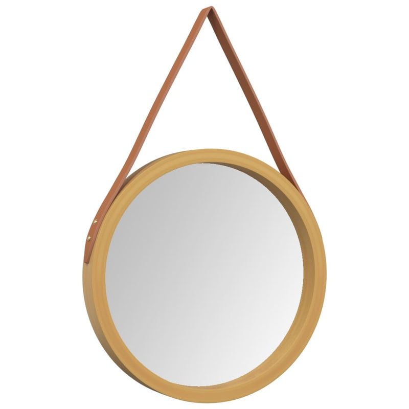 Load image into Gallery viewer, VidaXL Wandspiegel met band Ø 35 cm goudkleurig
