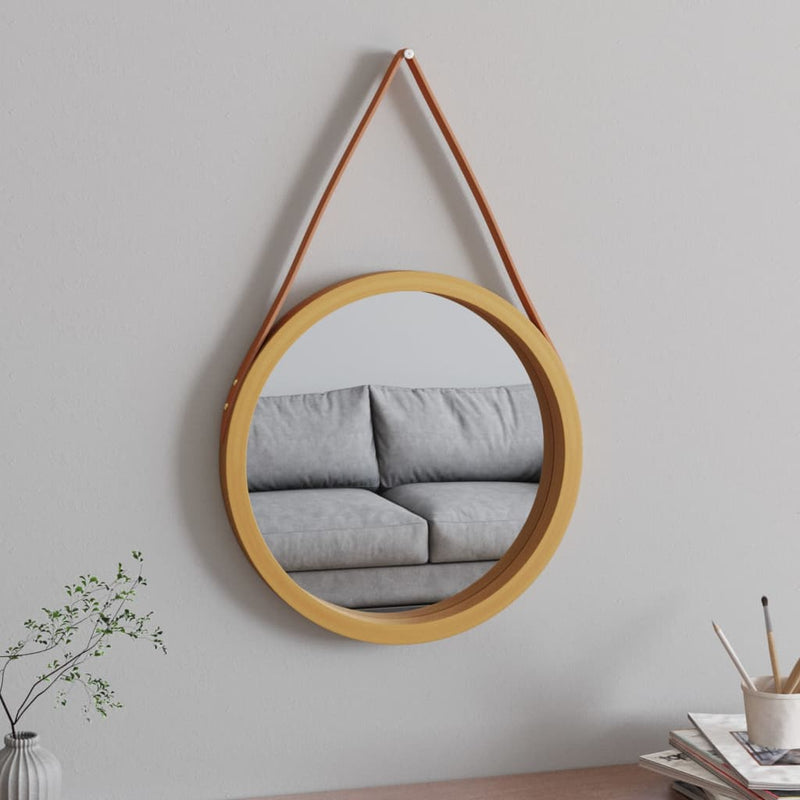Load image into Gallery viewer, Vidaxl wandspiegel met band ø 45 cm goudkleurig
