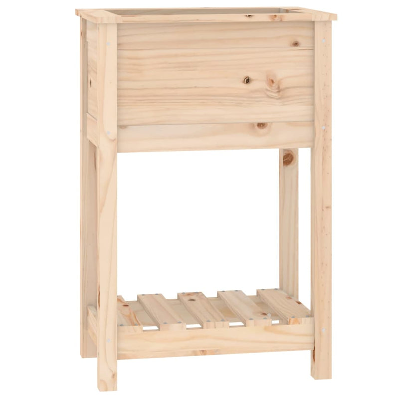 Load image into Gallery viewer, Vidaxl plantenbak met schap 54x34,5x81 cm massief grenenhout
