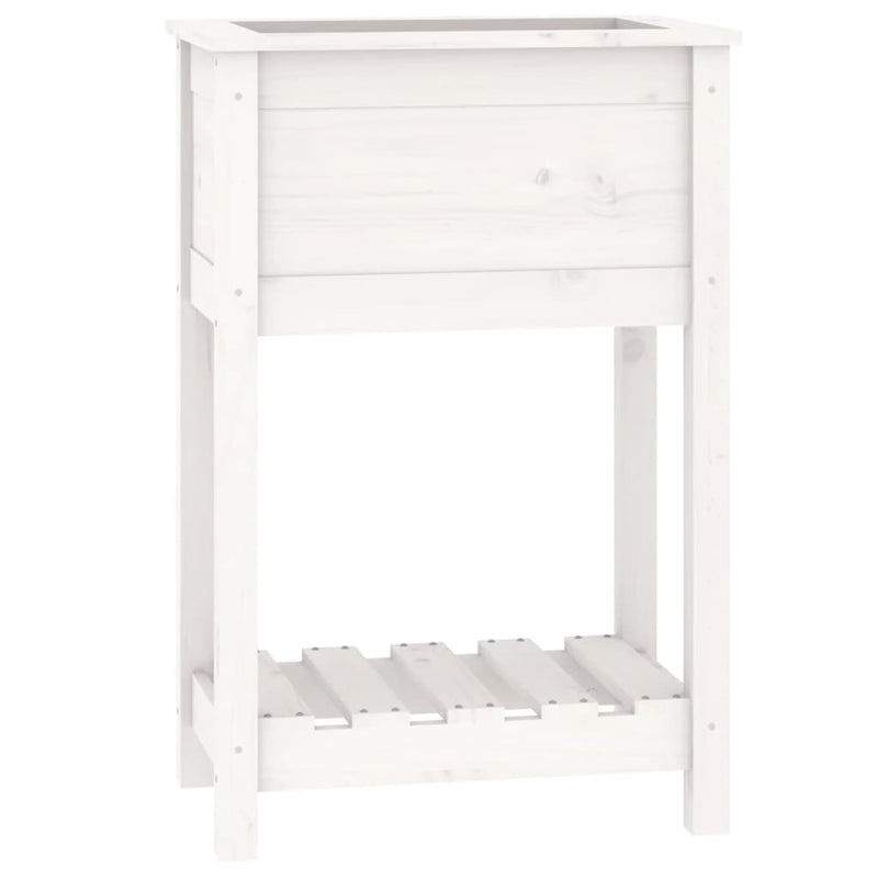 Load image into Gallery viewer, Vidaxl plantenbak met schap 54x34,5x81 cm massief grenenhout wit
