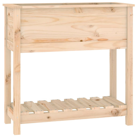 VidaXL Plantenbak met schap 82,5x34,5x81 cm massief grenenhout