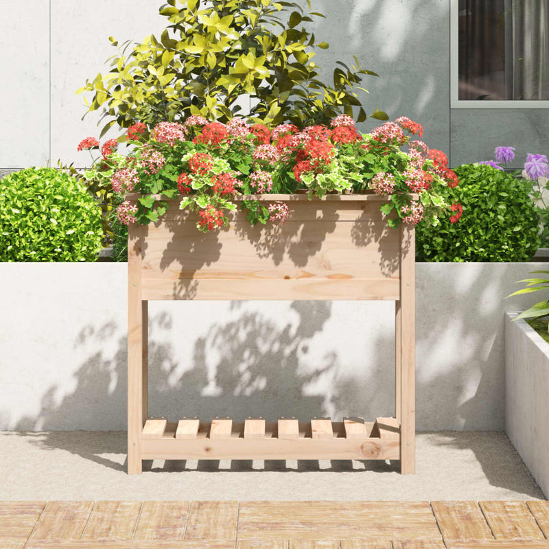 Load image into Gallery viewer, VidaXL Plantenbak met schap 82,5x34,5x81 cm massief grenenhout
