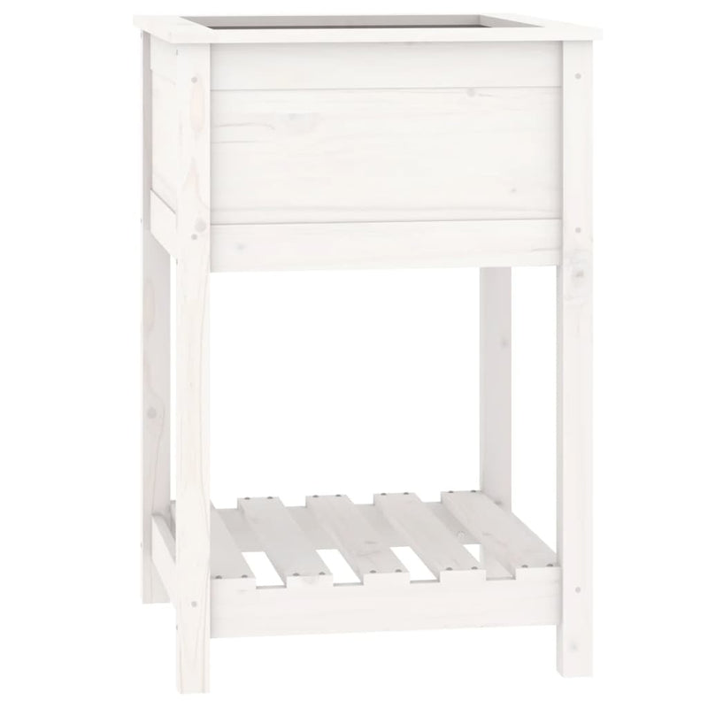 Load image into Gallery viewer, Vidaxl plantenbak met schap 54x54x81 cm massief grenenhout wit
