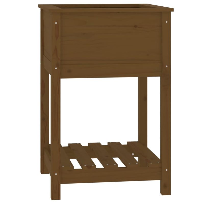 Load image into Gallery viewer, Vidaxl plantenbak met schap 54x54x81 cm grenenhout honingbruin
