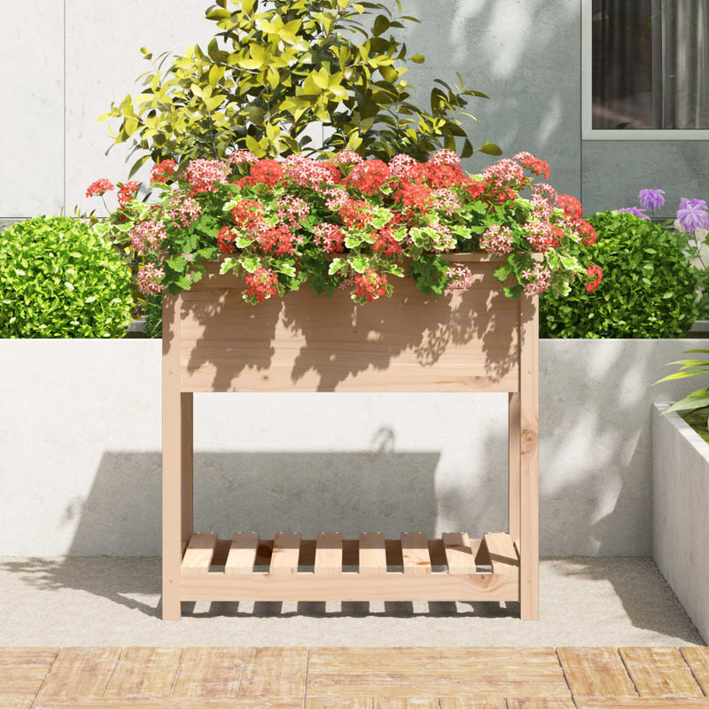 Load image into Gallery viewer, Vidaxl plantenbak met schap 82,5x54x81 cm massief grenenhout
