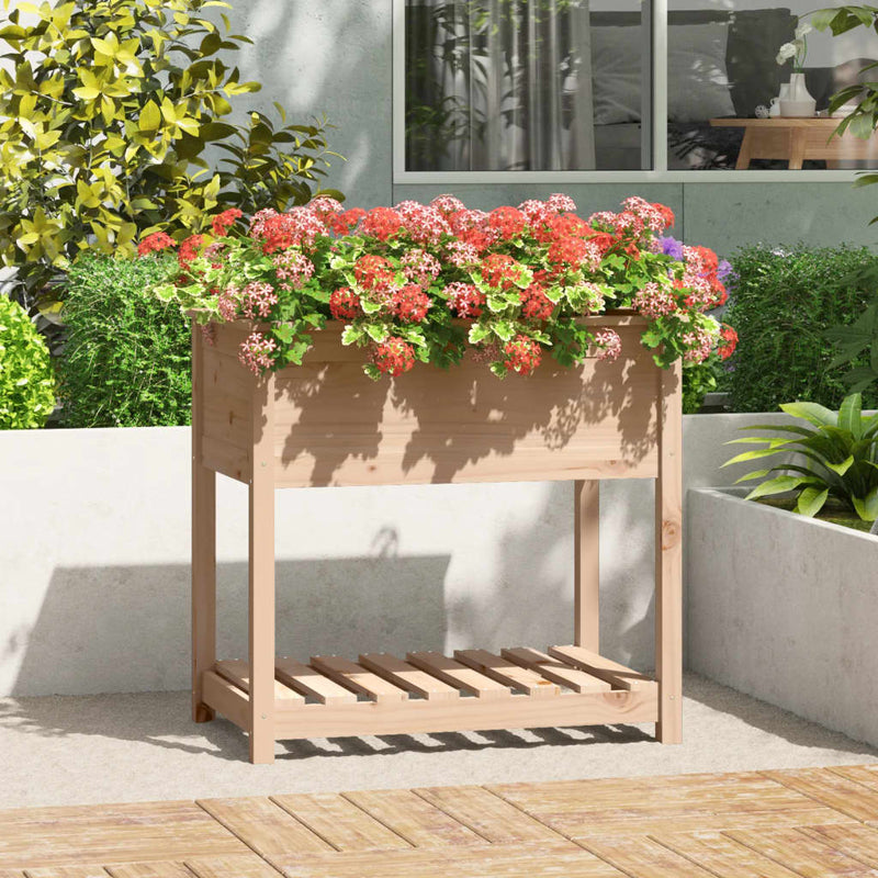 Load image into Gallery viewer, Vidaxl plantenbak met schap 82,5x54x81 cm massief grenenhout
