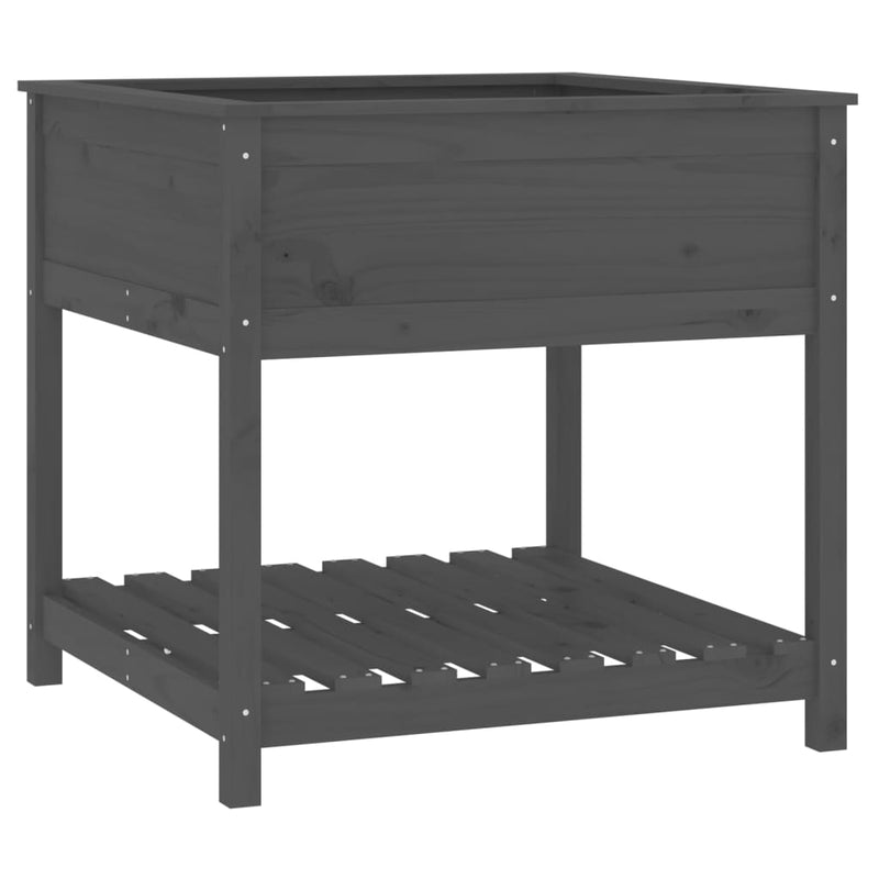 Load image into Gallery viewer, Vidaxl plantenbak met schap 82,5x82,5x81 cm massief grenenhout grijs
