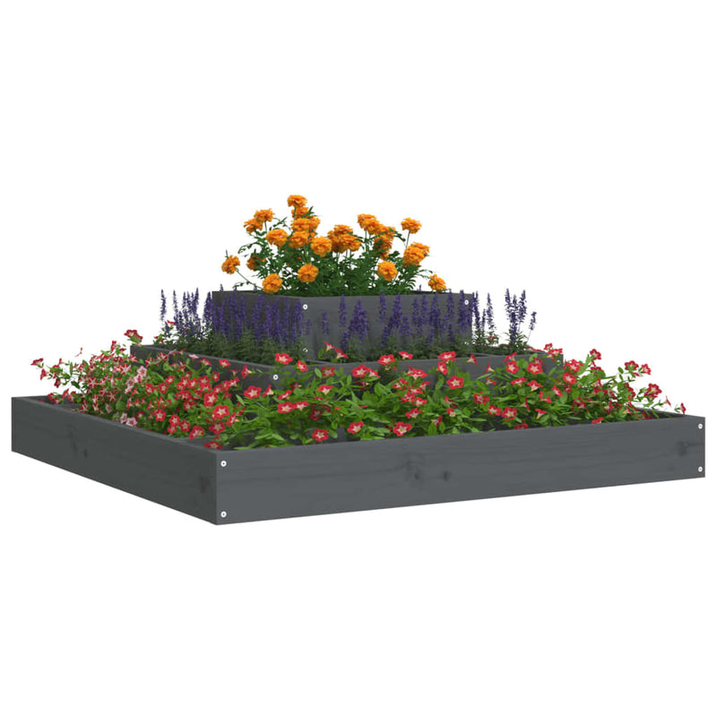 Load image into Gallery viewer, Vidaxl plantenbak 80x80x27 cm massief grenenhout grijs
