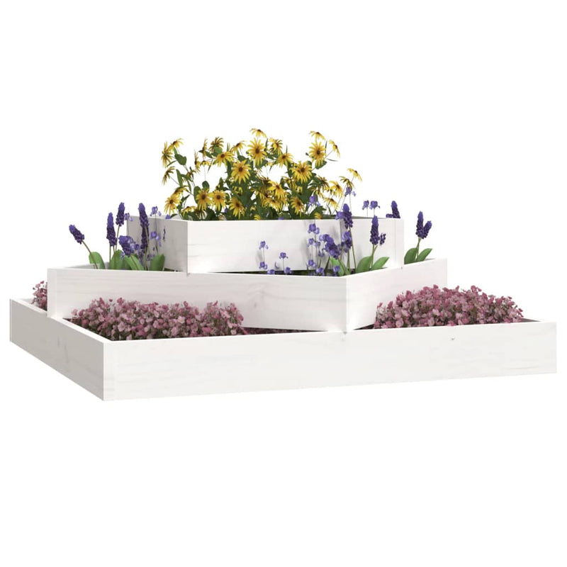 Load image into Gallery viewer, Vidaxl plantenbak 83x83x27 cm massief grenenhout wit
