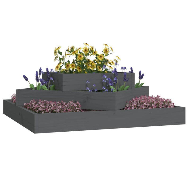 Load image into Gallery viewer, Vidaxl plantenbak 83x83x27 cm massief grenenhout grijs
