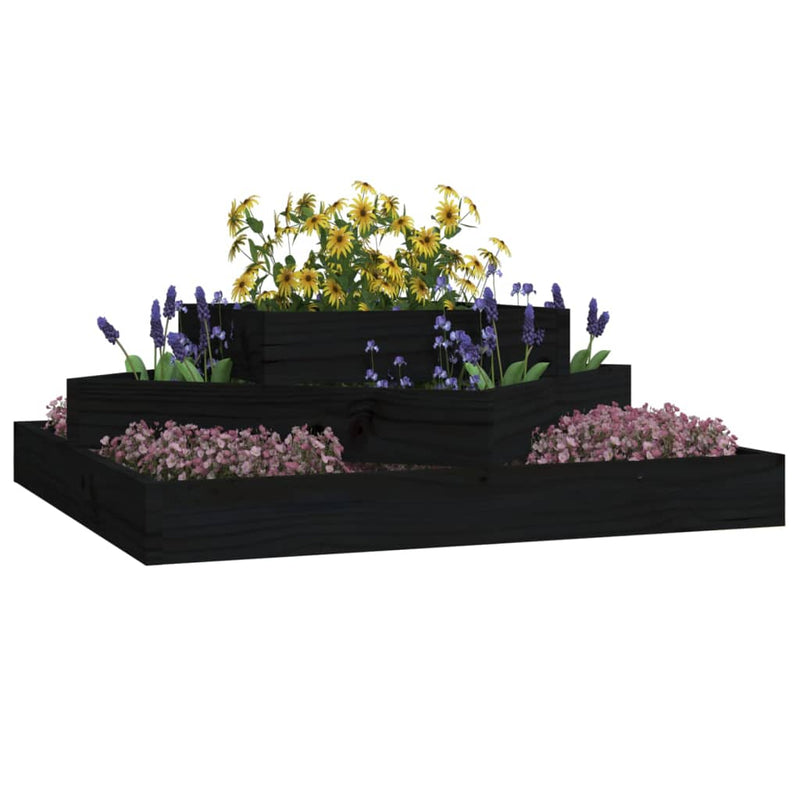 Load image into Gallery viewer, VidaXL Plantenbak 83x83x27 cm massief grenenhout zwart
