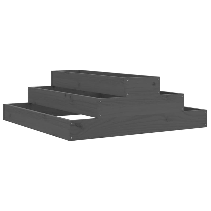 Afbeelding laden in galerijviewer, Vidaxl plantenbak 80x80x27 cm massief grenenhout grijs
