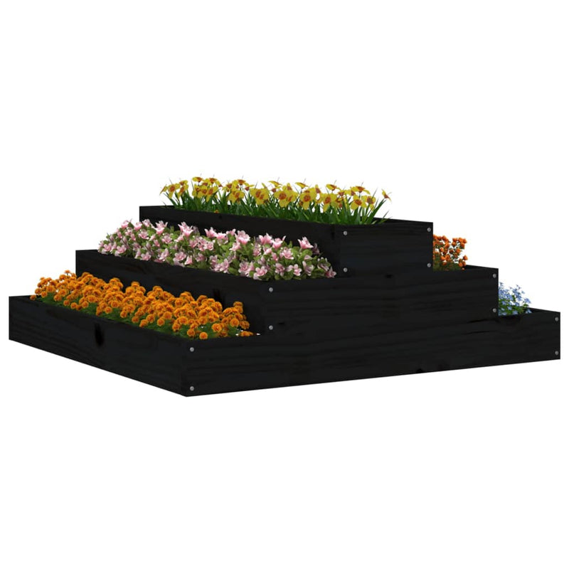 Load image into Gallery viewer, Vidaxl plantenbak 80x80x27 cm massief grenenhout zwart
