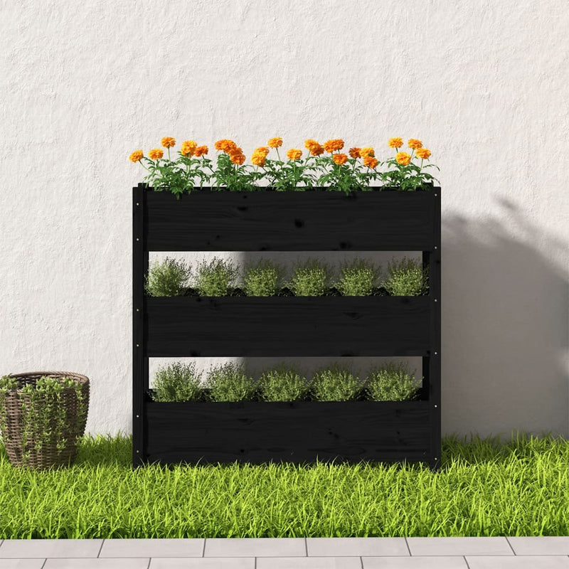 Load image into Gallery viewer, Vidaxl plantenbak 112x25x104,5 cm massief grenenhout zwart
