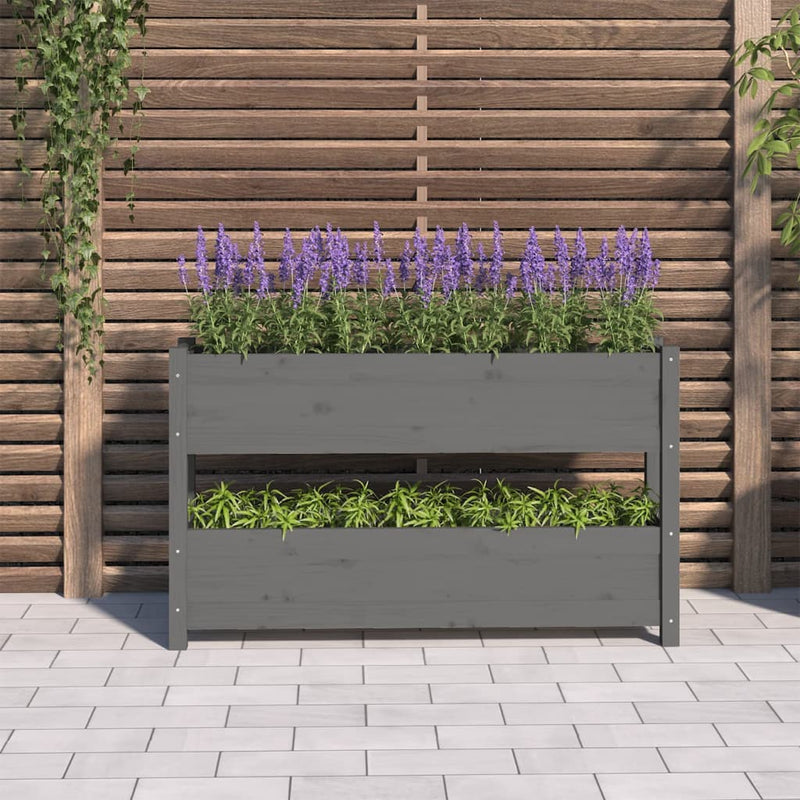 Load image into Gallery viewer, Vidaxl plantenbak 112x25x66 cm massief grenenhout grijs
