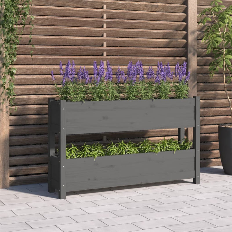 Load image into Gallery viewer, Vidaxl plantenbak 112x25x66 cm massief grenenhout grijs
