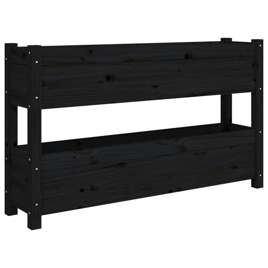 VidaXL Plantenbak 112x25x66 cm massief grenenhout zwart