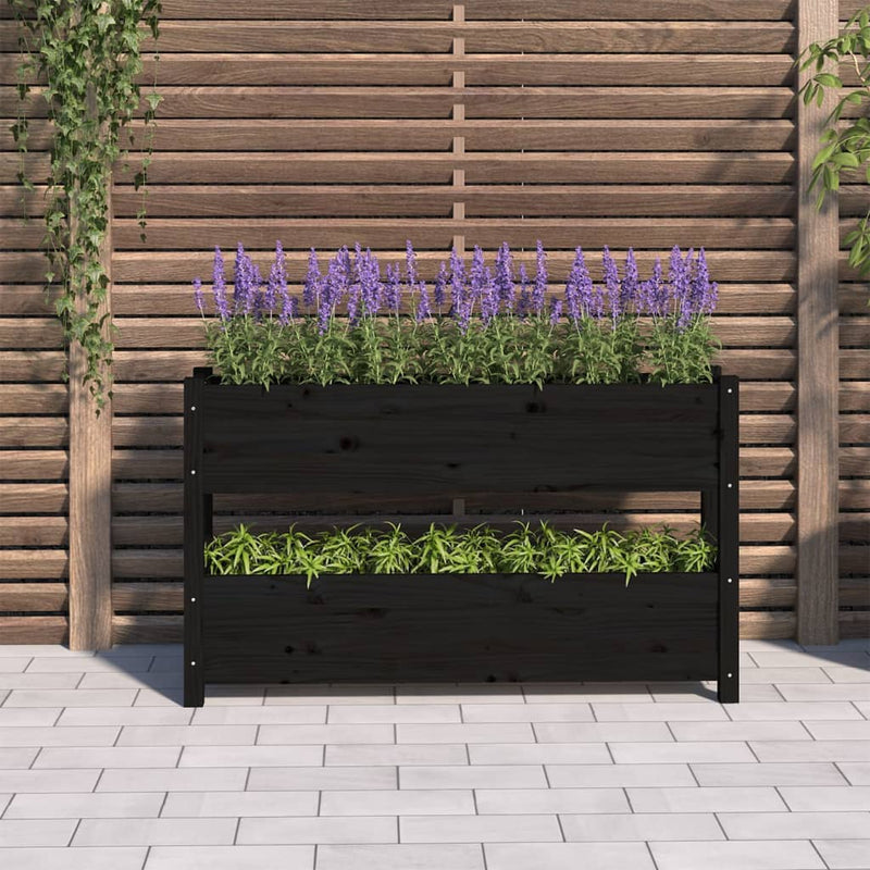 Load image into Gallery viewer, VidaXL Plantenbak 112x25x66 cm massief grenenhout zwart
