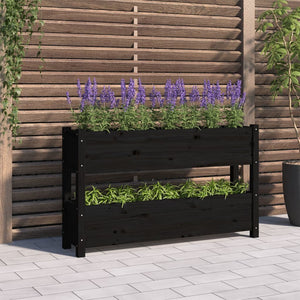 VidaXL Plantenbak 112x25x66 cm massief grenenhout zwart