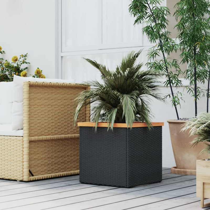 Load image into Gallery viewer, VidaXL Plantenbak 40x40x40 cm poly rattan zwart
