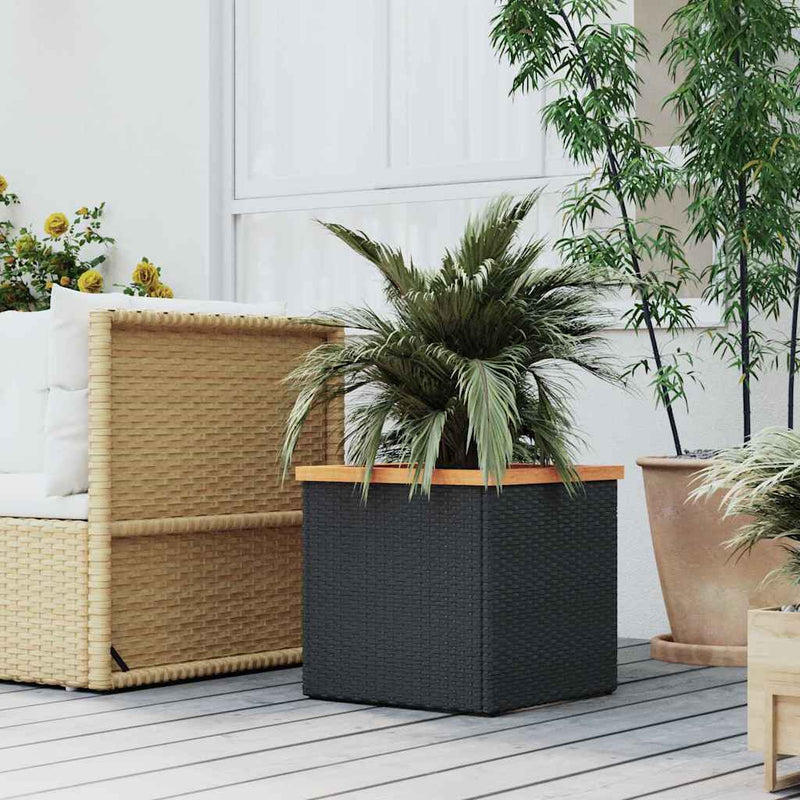 Chargez l'image dans la visionneuse de la galerie, Vidaxl plantenbak 40x40x40 cm poly rattan zwart

