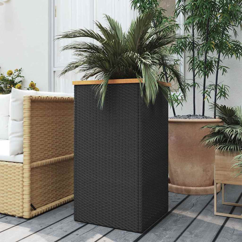 Afbeelding laden in galerijviewer, Vidaxl plantenbak 40x40x80 cm poly rattan zwart
