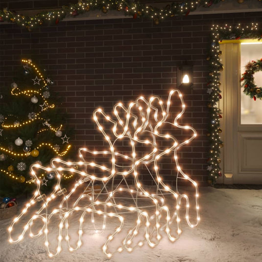 VidaXL Kerstfiguur rendier met LED's 3 st 57x55x4,5 cm warmwit