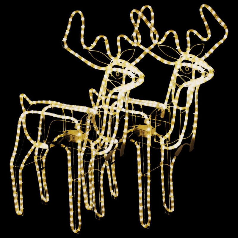Load image into Gallery viewer, VidaXL Kerstfiguur rendier met bewegende kop 2 st warmwit
