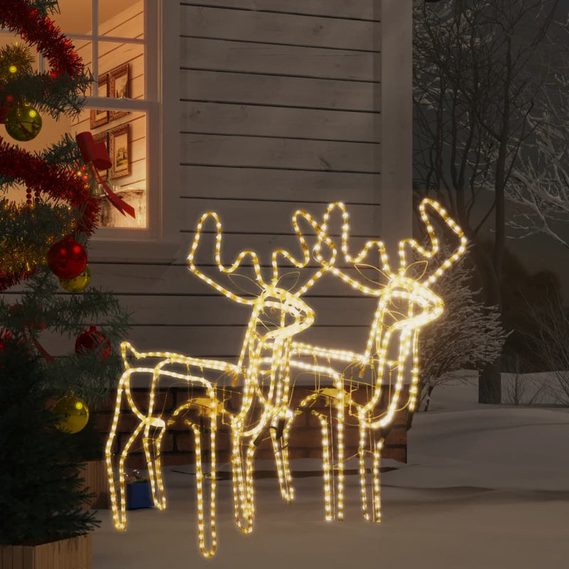 Load image into Gallery viewer, VidaXL Kerstfiguur rendier met bewegende kop 2 st warmwit
