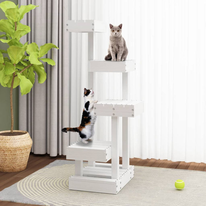 Load image into Gallery viewer, Vidaxl kattenmeubel 45,5x49x103 cm massief grenenhout wit
