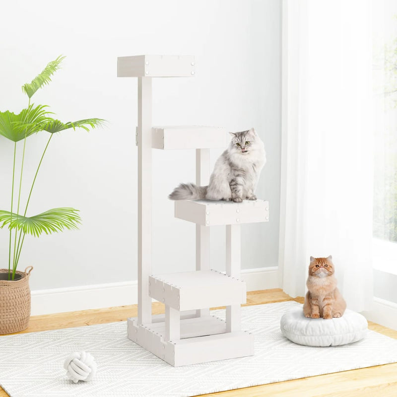 Load image into Gallery viewer, Vidaxl kattenmeubel 45,5x49x103 cm massief grenenhout wit

