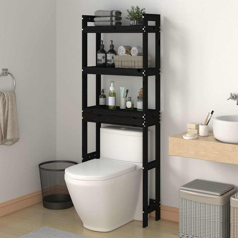 Load image into Gallery viewer, Vidaxl toiletrek 63x26x171 cm massief grenenhout zwart
