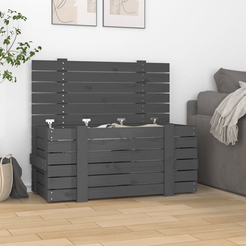Load image into Gallery viewer, Vidaxl opbergbox 91x40,5x42 cm massief grenenhout grijs
