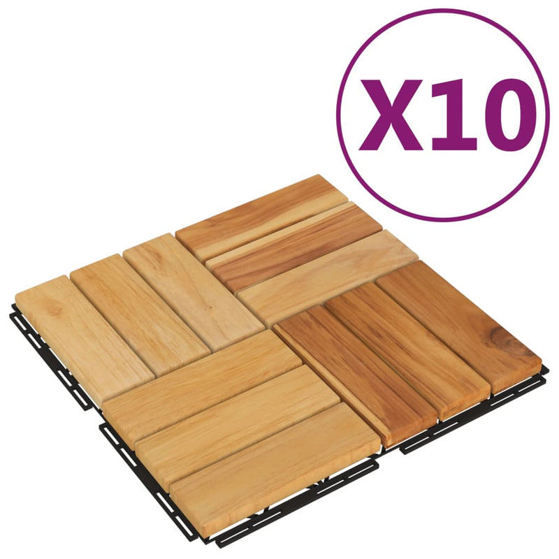 Load image into Gallery viewer, Vidaxl terrastegels 10 st 30x30 cm massief teakhout
