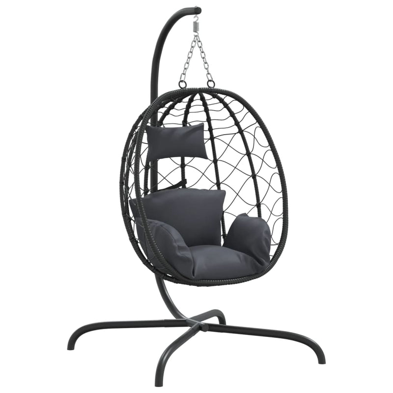 Load image into Gallery viewer, Vidaxl hangende ei-stoel met kussen antraciet poly rattan staal
